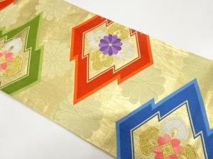 アンティーク　松皮菱に花模様織り出し袋帯（材料）